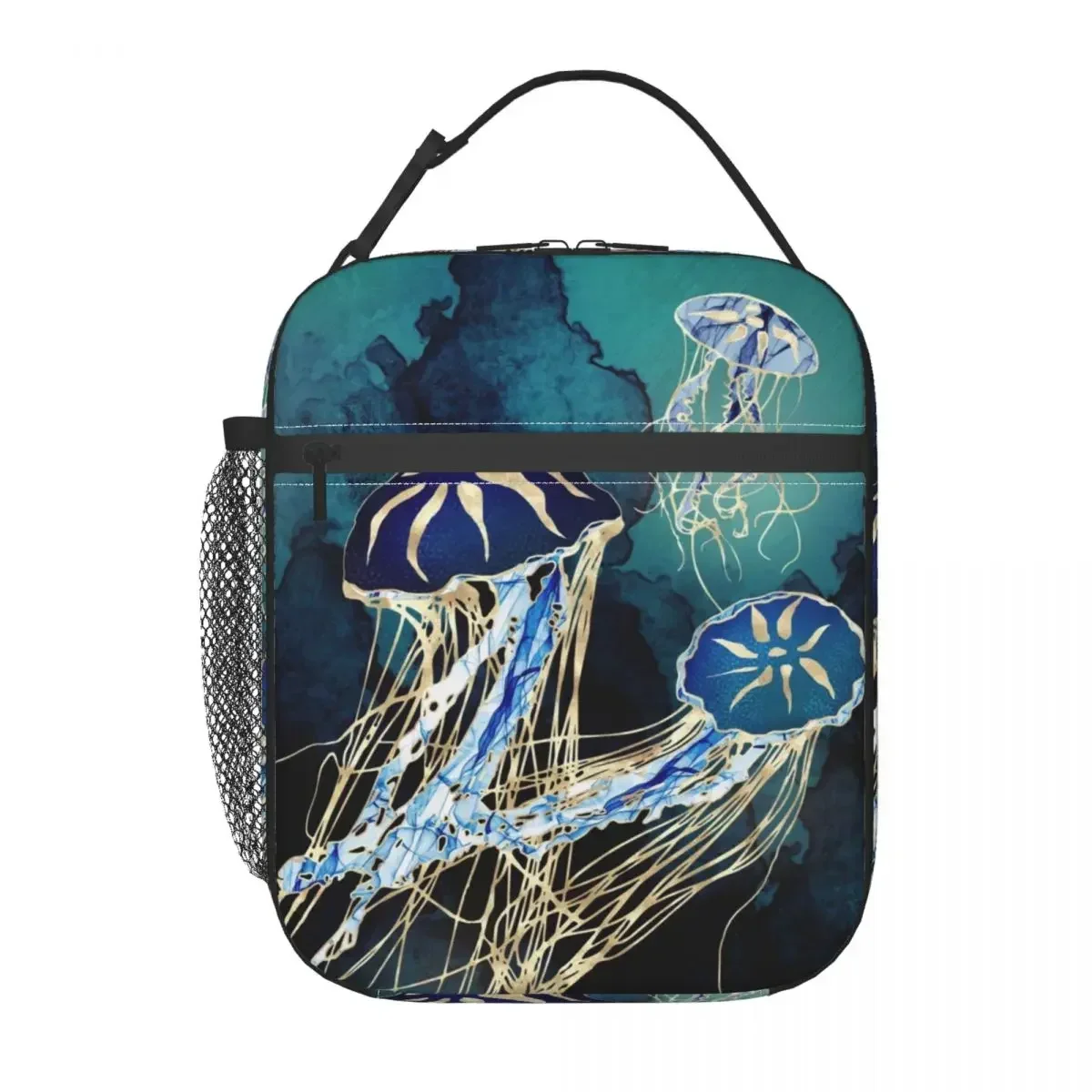 Metallic Jellyfish Insulated Lunch Bag for Camping Travel Resuable Thermal Cooler Lunch Box Women Children