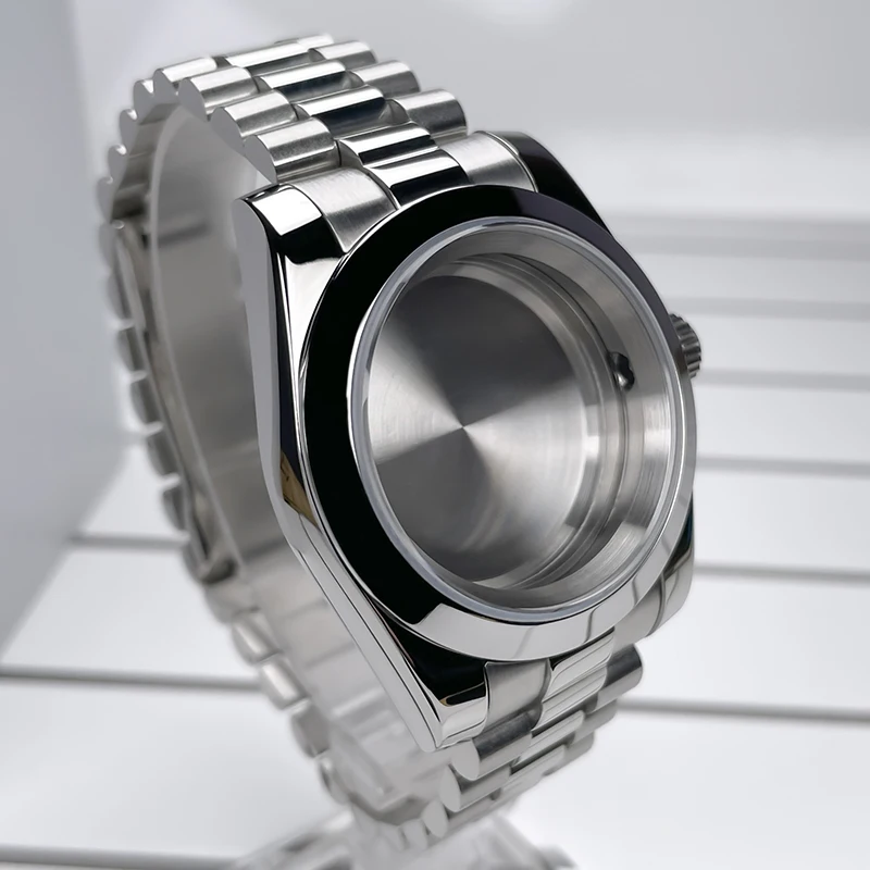 NH35 Case 39mm DJ Bezel Sapphire Glass Mirror Stainless Steel President Bracelet Suitable For NH35 NH36 Seik Movement Mod Parts image 3