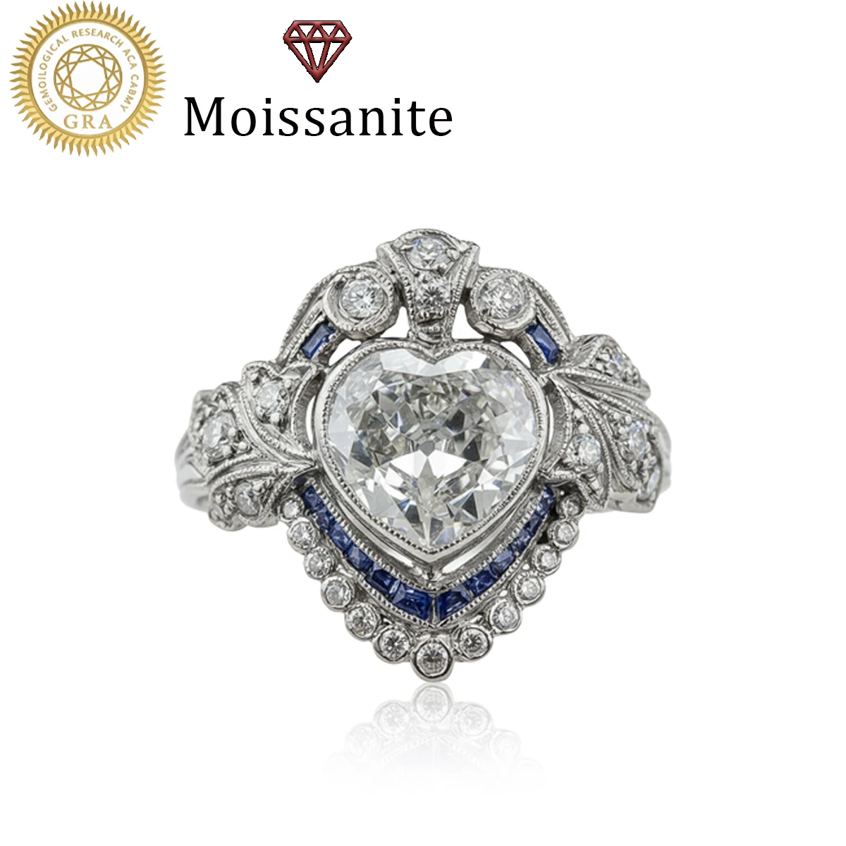 

Кольцо женское обручальное, 1 шт., синее, в форме сердца, 4,6 г, из стерлингового серебра S925, с муассанитом 2 карата, в богемном придворном стиле, для предложения руки и сердца, на годовщину свадьбы, подарок на День святого Валентина, поставляется с сер