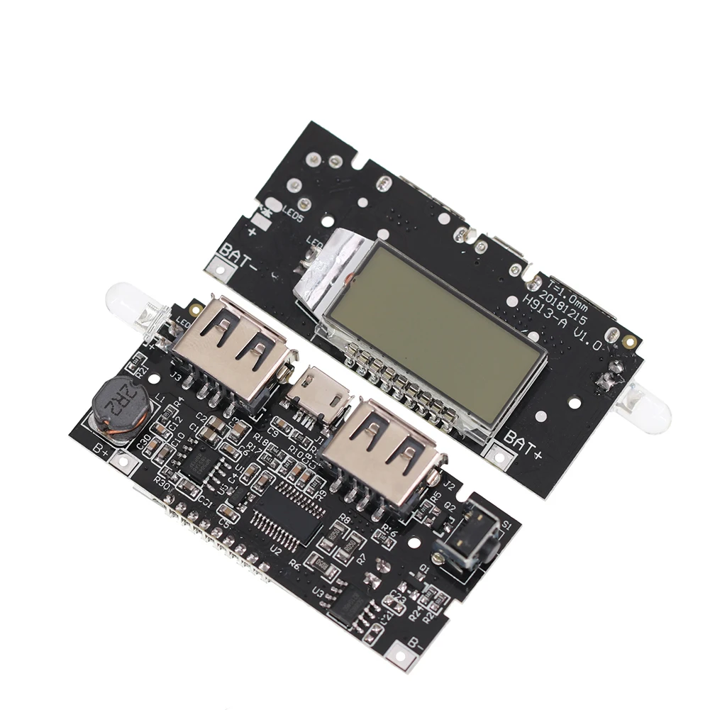 USB Charging PCB Module for Power Bank Prototyping with 5V 2.1A and 5V 1A Outputs and Built-in Protection Circuitry