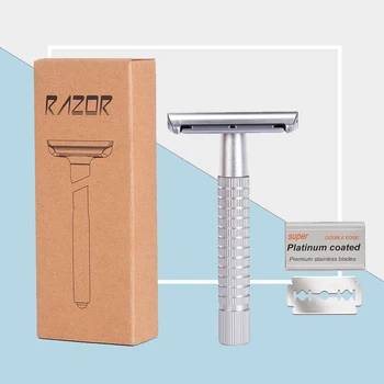 Whityle Metal emniyet jilet klasik islak tıraş büyük kolu sakal oyma jilet 06T ile 5 platin kaplı bıçak