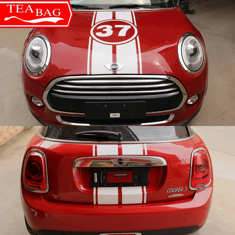 Car Trunk Stickers Decal Front Head Hood Stripe Sticker for MINI Cooper JCW R55 R56 R60 R61 F54 F55 F56 F60 Clubman Countryman