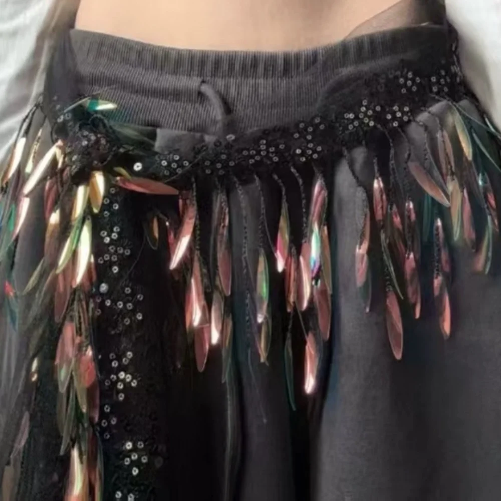 

Fashion Jeans Decor Jazz Dance Hip Scarf Y2K Hip-hop Tassels Belt Shirt Extender Triangular Scarf Sequin Waistband Streetwear