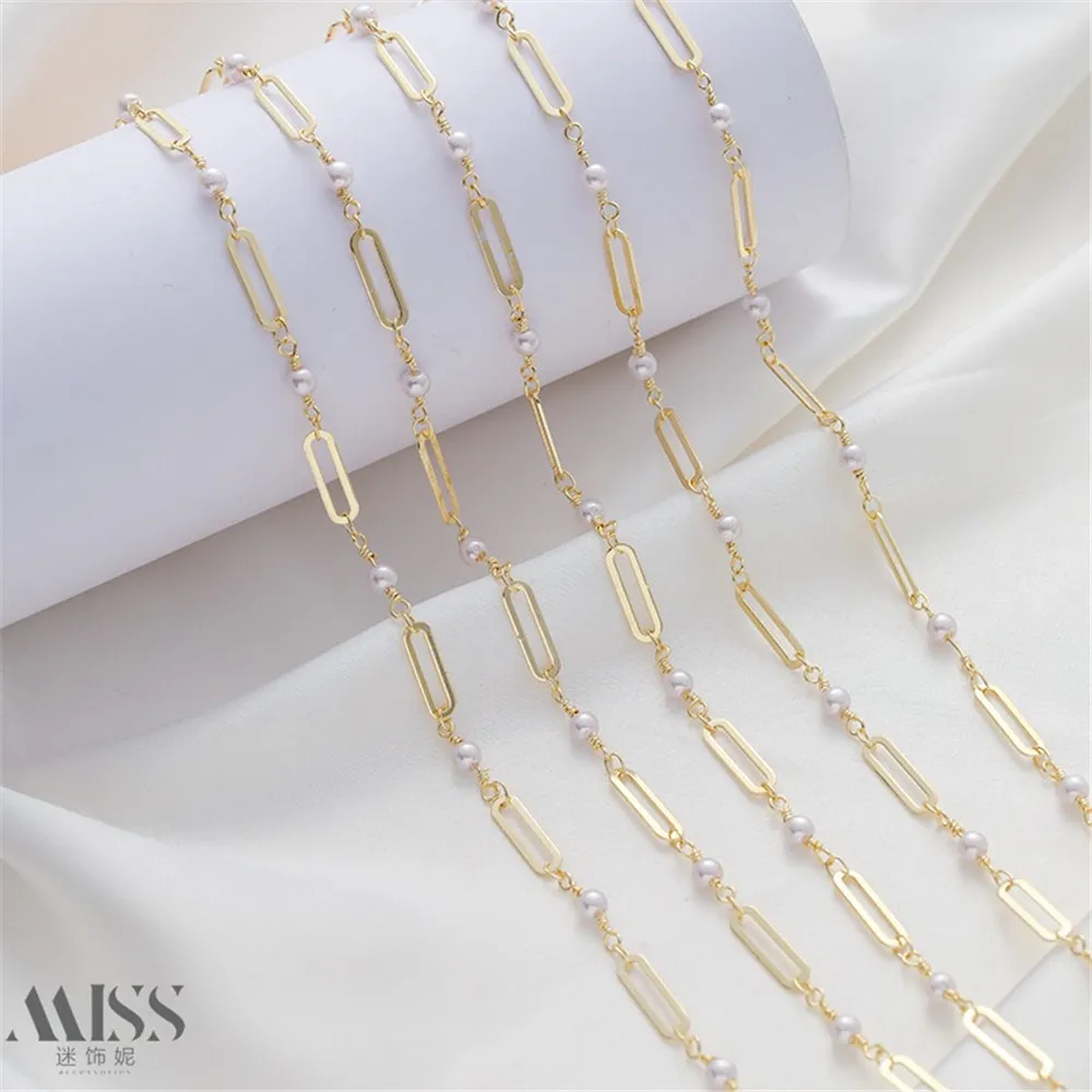 

14K Gold-wrapped Rectangular Chain String Bead Handmade Chain Loose Chain DIY Bracelet Necklace Jewelry Accessories Material