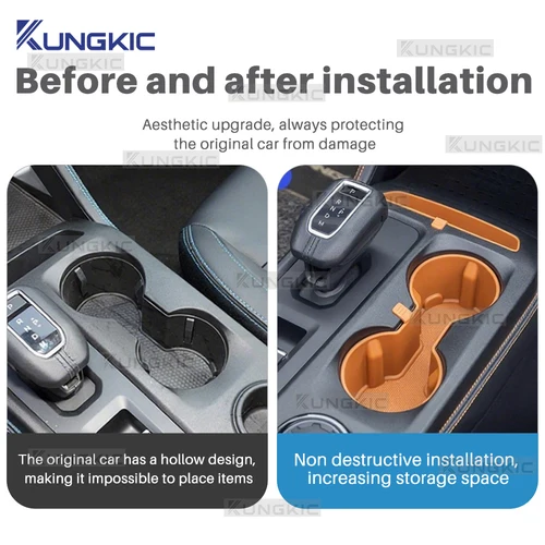Imagen 2 del producto Para Ford Ranger 2023 2024 2025 2026, Caja de Almacenamiento para Consola Central de Automóvil, Portavasos, Reposabrazos, Accesorios Interiores