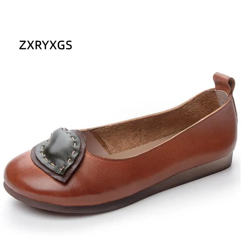 

ZXRYXGS 100% натуральная кожа очаровательный цвет женские плоские туфли 2024 новый Этнический стиль ретро женские одиночные туфли плоская мягкая подошва