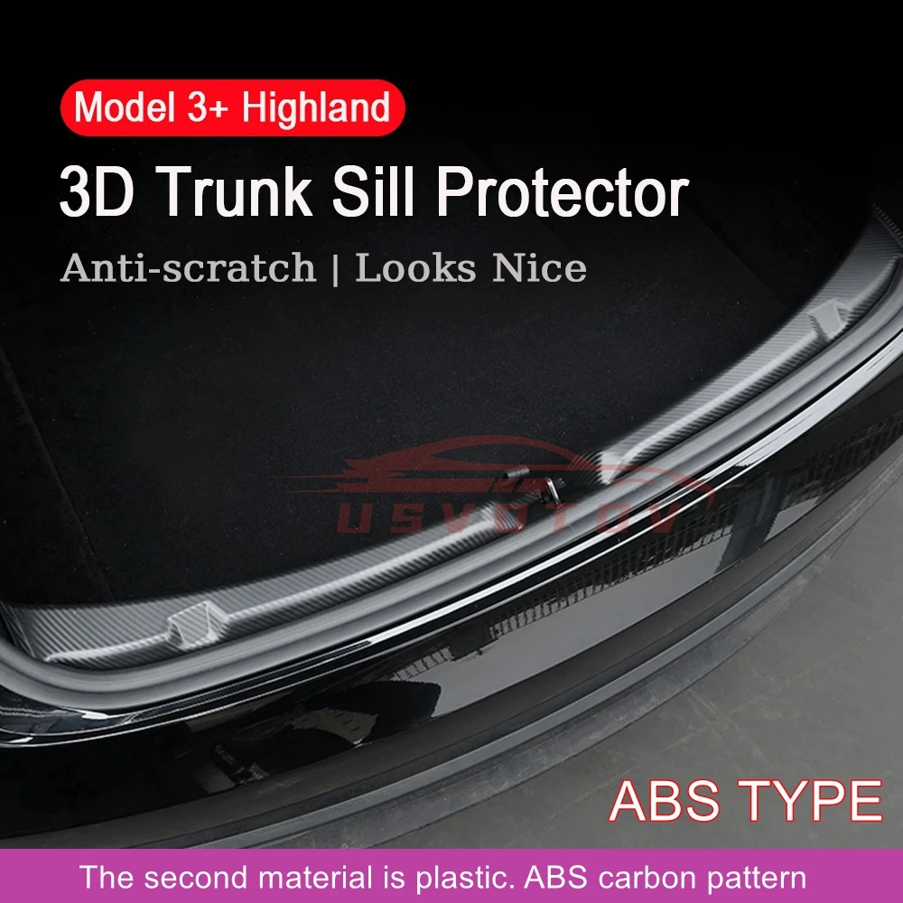 Trunk Sill Protector Organizer for Tesla Model 3 Highland 2024 Mat Guard TPE or ABS Threshold Cover Anti-scratch Pad Accessories