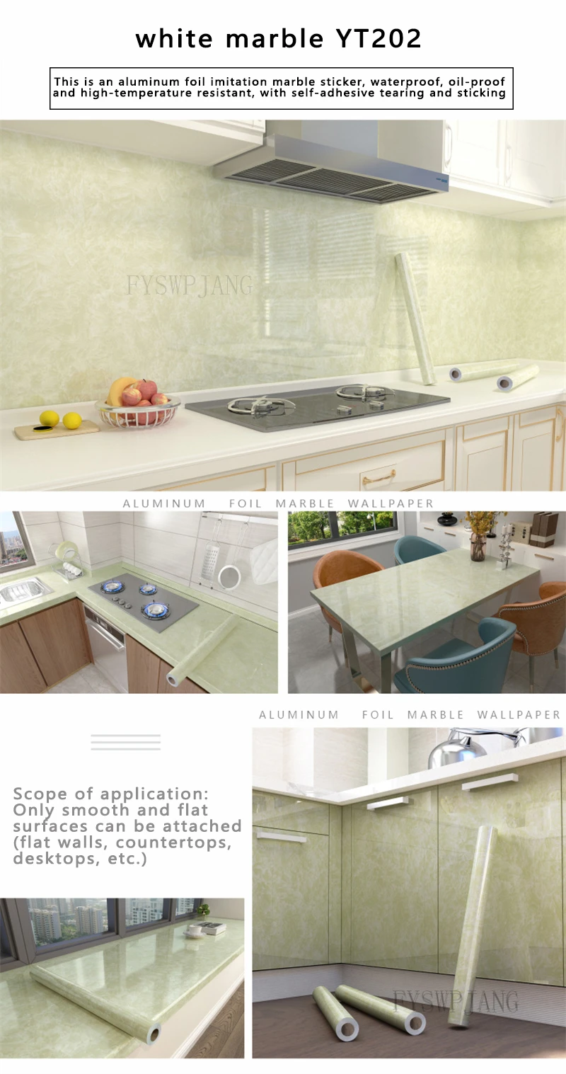 40cm Width Marble Self Adhesive Wallpaper Vinyl Wall Stickers Waterproof Contact Paper For Kitchen Decorative Film Home Decor