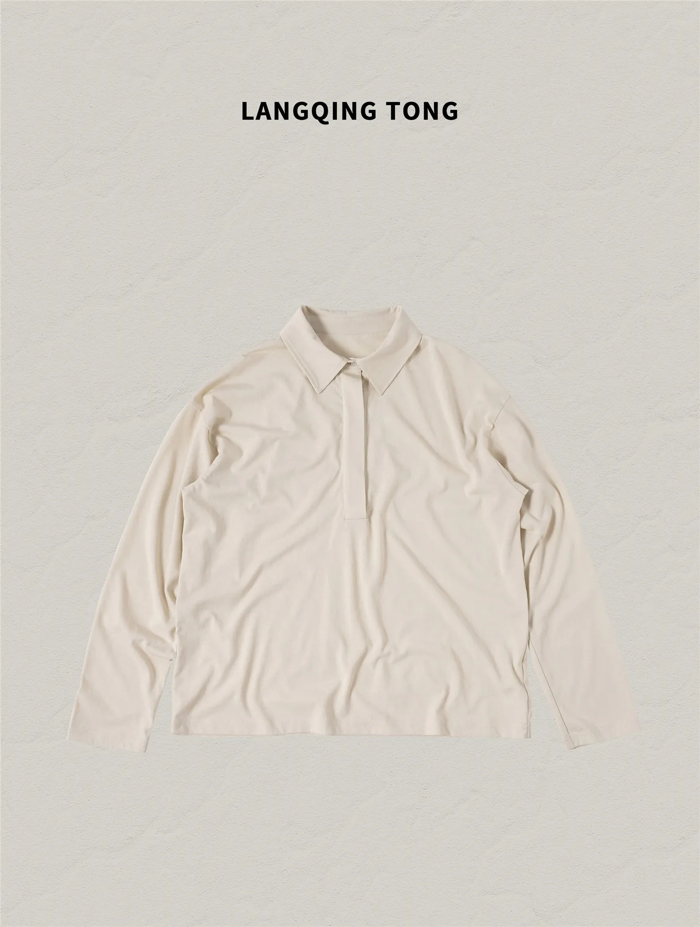 

Comfortable Loose Long Sve Ne irt Women's Spring New Sle Simple Design Cotton Polyester Blend Casual irt