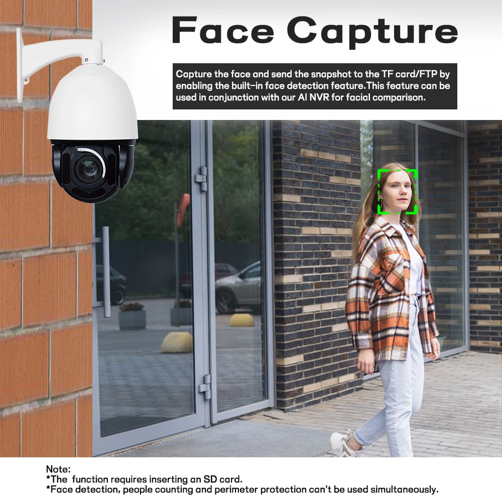 Auto Tracking IR 300m Ruitenwisser Outdoor PTZ Gezichtsherkenning Netwerkcamera Alarm Tellen Mensen IP Surveillance Beveiligingscamera