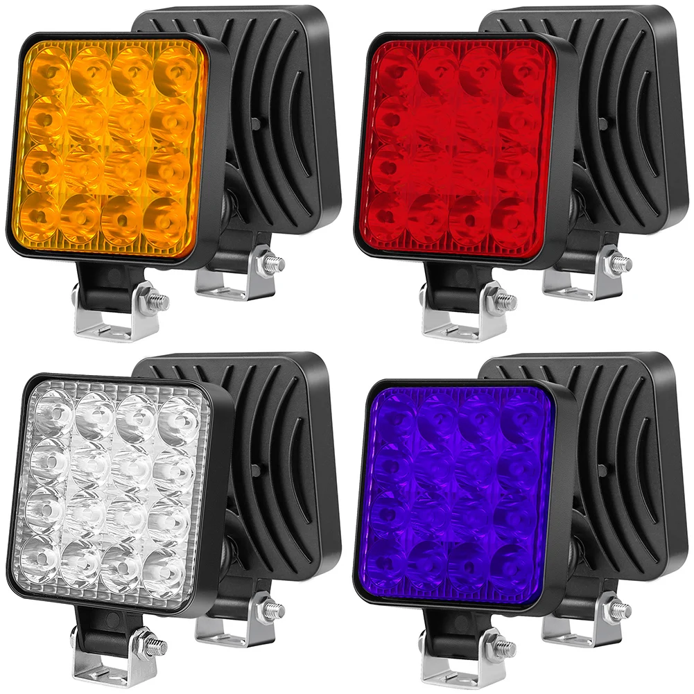 

48w 16LED Strip Work Lights Pod Lighting- Truck Off Road- Tractor 12v LED Mini Square Headlights Accessories Tractor Pod Lights