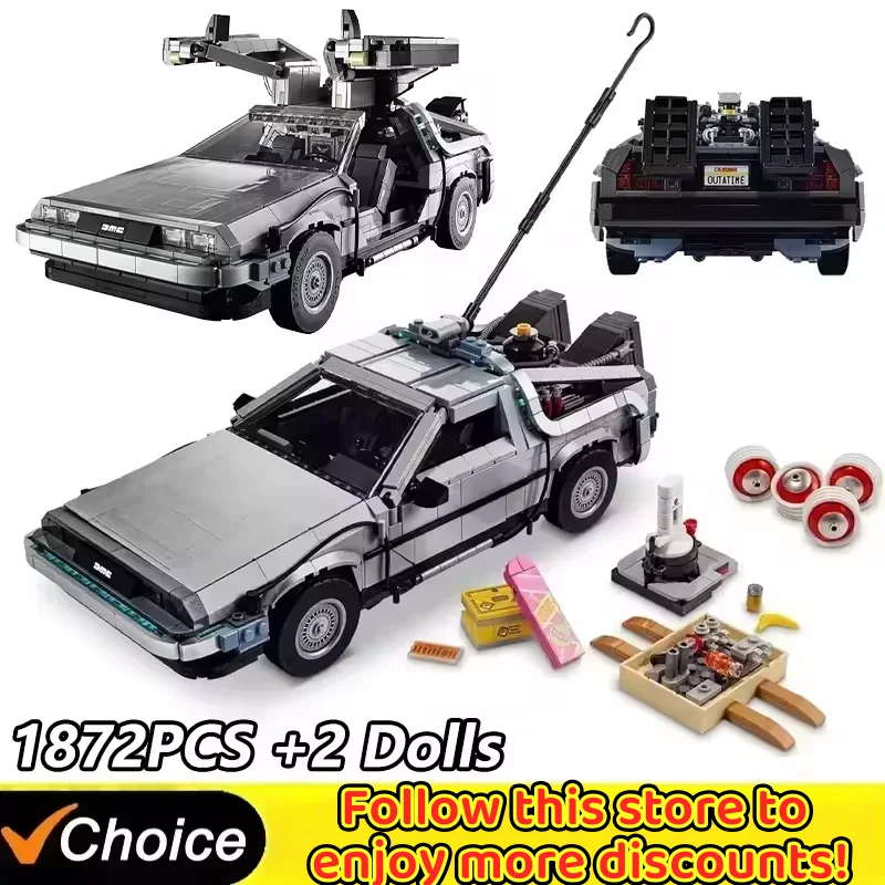 2026 Nieuwe 1872 Stuks Terug Naar De Toekomst Tijd Machine Bouwstenen Technische Auto Bricks Construct Verjaardag Speelgoed Cadeaus Voor Kid jongens