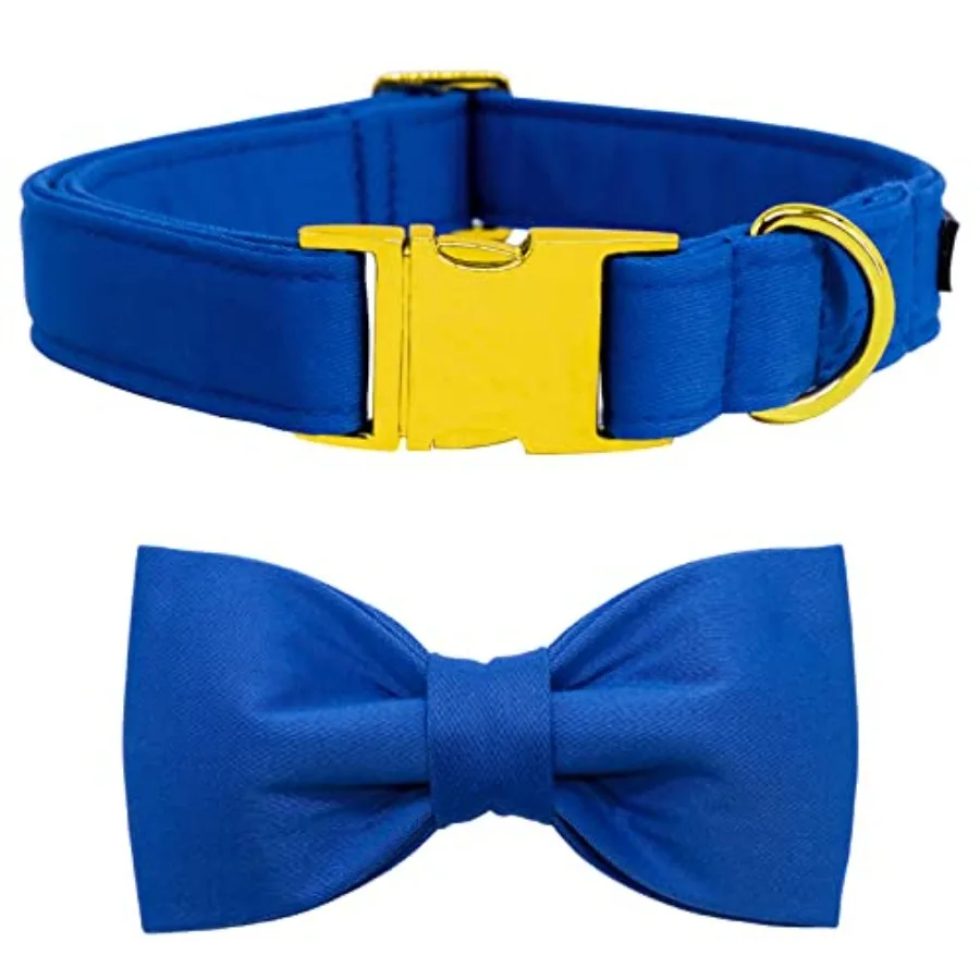 Collar para perro Bates azul con pajarita, colores sólidos, suave y ajustable, para cachorros, cumpleaños, tallas pequeña, mediana y grande, para perros machos.