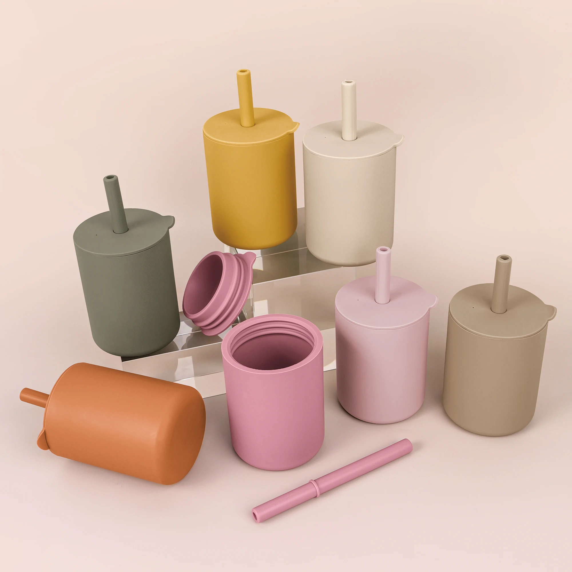 TYRY.HU 1PC Baby Feeding Silicone Cups For Infants And Young Children Portable Learning Hand Shank Drinking Water Cup Baby Stuff