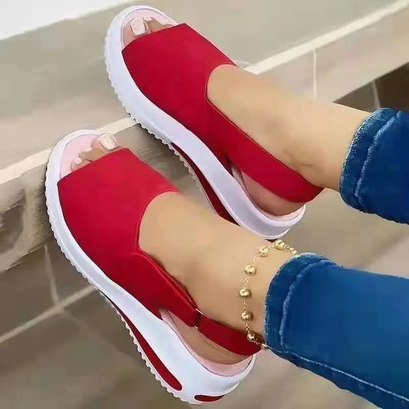 2024 Summer Women\'s Sandals Platform Stretch Fabric Fashion Shoes Women Comfort Walking Ladies Female Casual Sandals Footwear