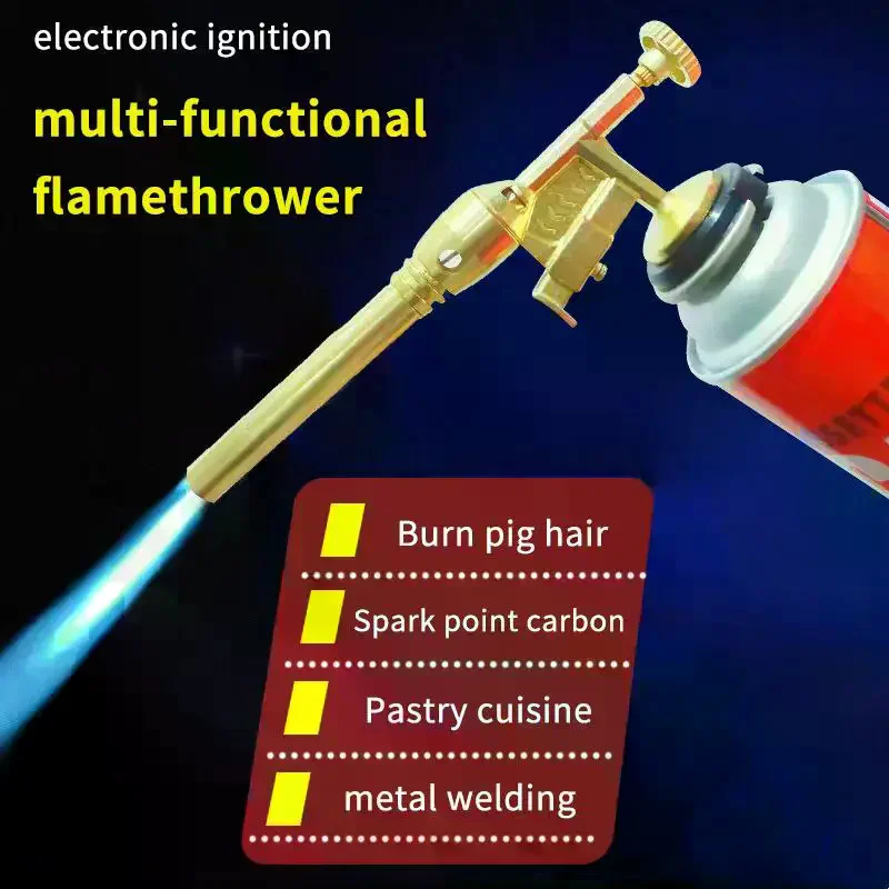 Portable Copper Welding Gas Torch Flame Butane Burner Outdoor Camping BBQ Kitchen Flamethrower No Leak Hot Fire