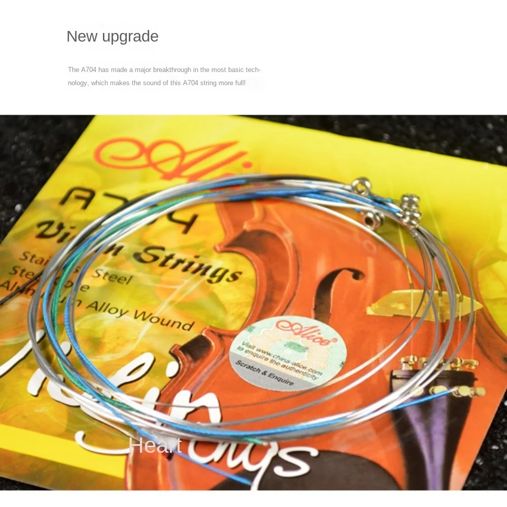 1 Set 4/4 3/4 1/2 1/4 1/8 A704 Violin Strings Replacement Steel-core Alloy Alice Strings Nickel String Winding Violin Strings