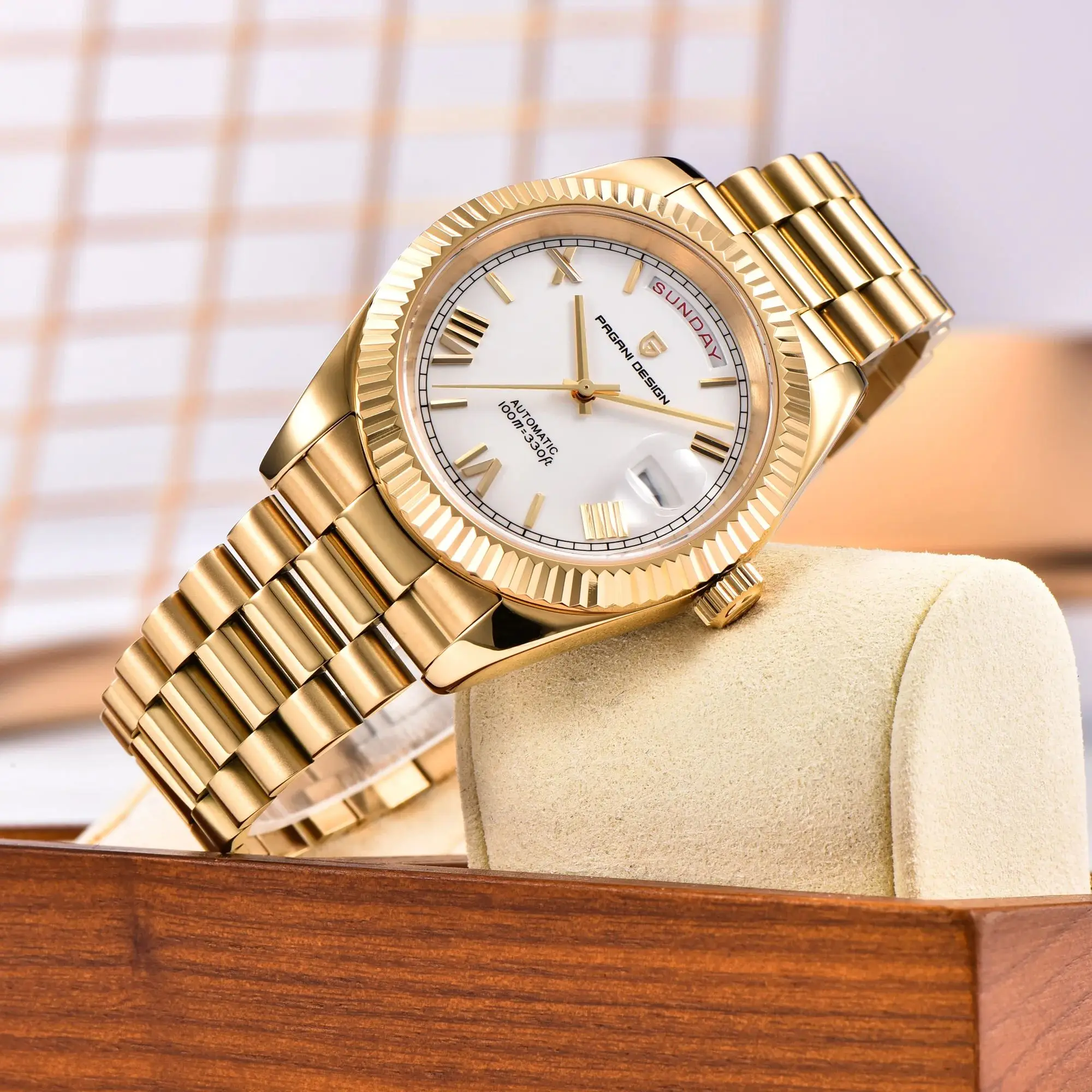 PAGANI DESIGN 2025 جديد DD40 الذهب الأبيض الفاخرة ساعة أوتوماتيكية الرجال TMI NH36A تاريخ الأسبوع 100 متر مقاوم للماء ساعات آلية للرجال #5