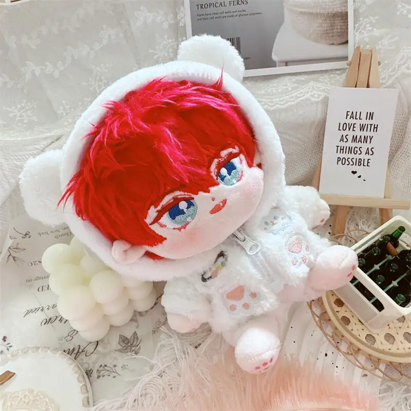 Kawaii Cool Boy Doll 20cm with Skeleton and No Attribute Male Baby with Animal Ears Conjoined clothing Idol Doll Girls Kids Gift