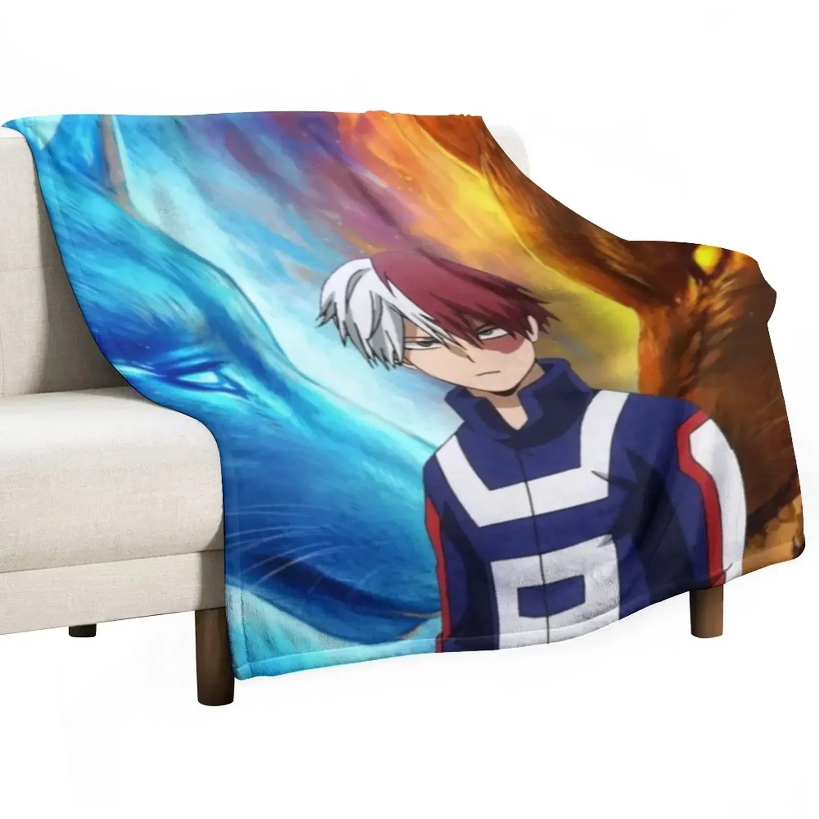 Todoroki Fire and Ice Throw Blanket Soft Big Shaggy blankets ands Summer Beddings Decoratives Blankets For Bed Blankets