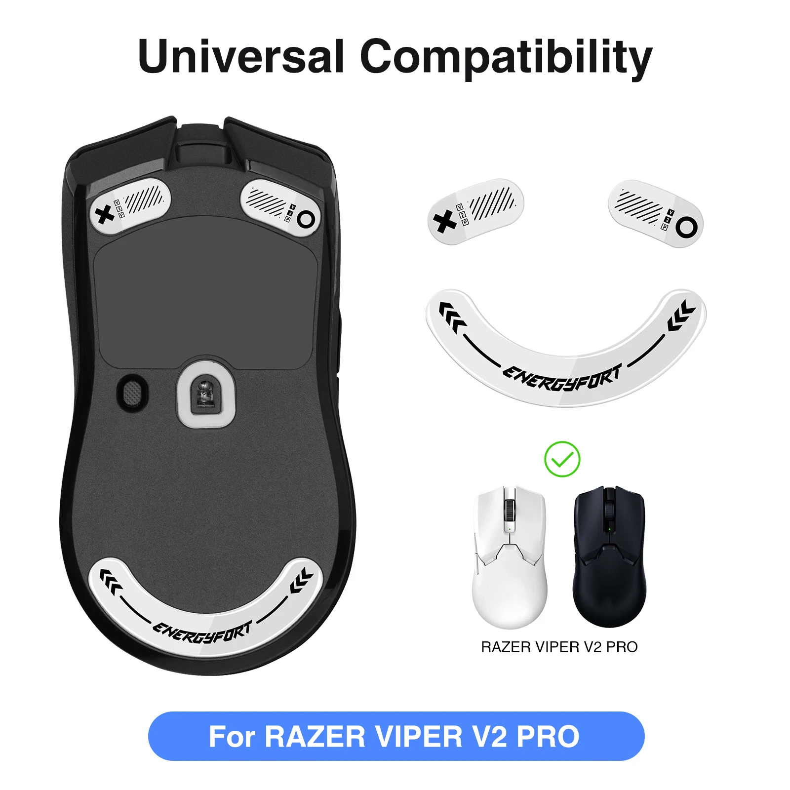 Curved Edges Ultra Strong Glass Mouse Feet Skates for Razer Viper V2 Pro Gaming Mouse Feet Replacement Super Smooth Glide Fast