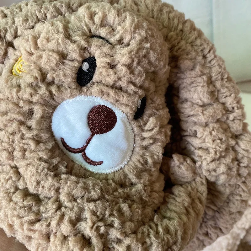Cartoon-Bärenohren-Lamm-Beanie-Mütze mit Maske, warme Sturmhaube, verdickte Ohrenschutz-Wintermütze, Herbst-Skullies-Beanies für Damen und Mädchen – Detail 9