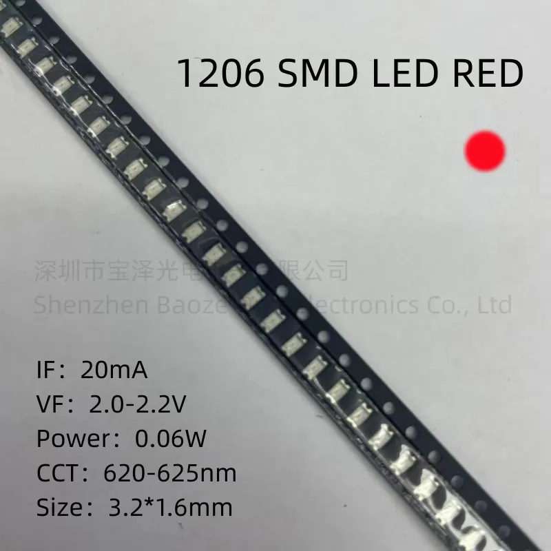 1206 SMD LED Red Yellow Green White Blue Orange Pink Ice Blue 3216 light emitting diode 100pcs/lot