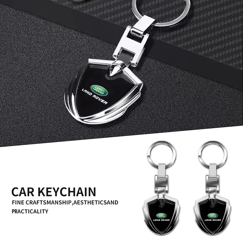 Chaveiros de metal com logotipo de carro, chaveiro em formato de escudo para Land Rover Defender Freelander Discovery 1 2 3 Evoque