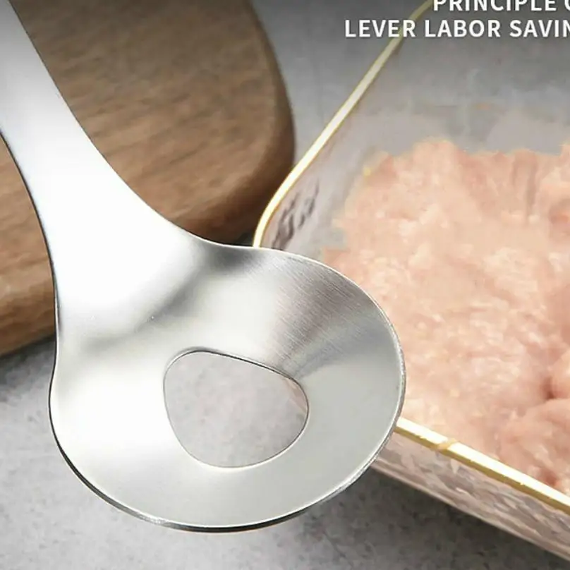 1 Pieces Maker Cuchara de carne Baller con agujero de fuga elíptica de acero inoxidable Bola de carne de molde de la cocina Gadget Herramientas de carne