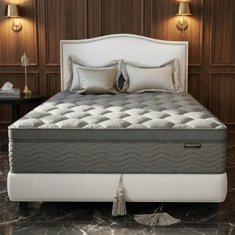 12in Modern Hybrid Mattress Roll in a Box Queen Size Pocket Spring Motion Isolation Medium Firm for Hotel & Bedroom Use