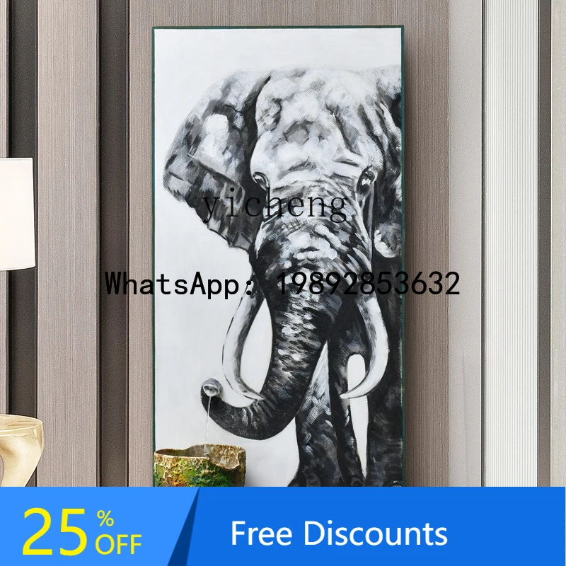 

FZ modern simple light luxury home soft decoration creative decoration living room entrance elephant flowing water ornament