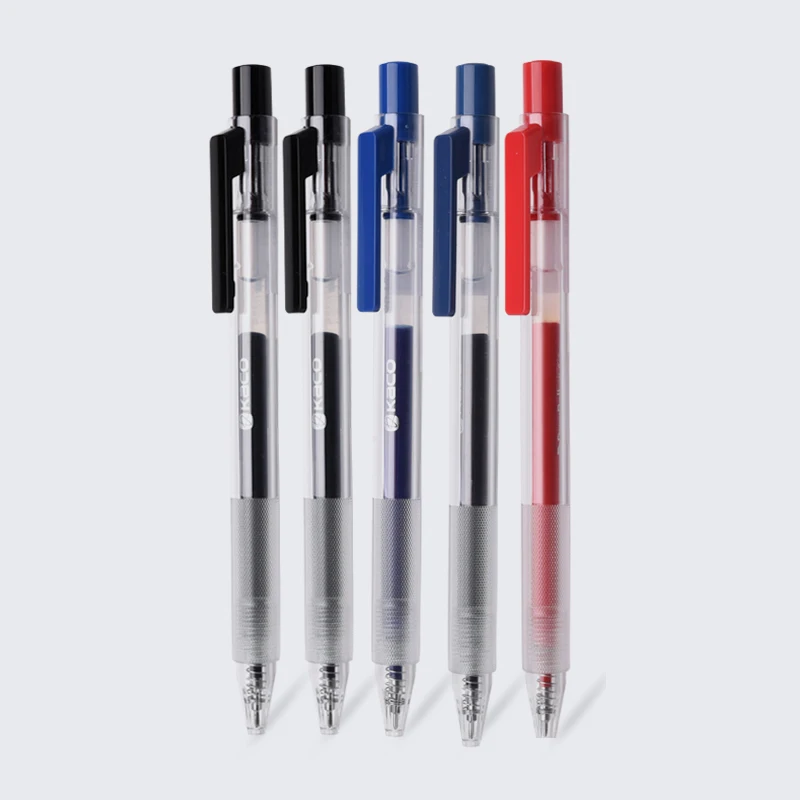 Kaco 10Pc/Lot Gel Pen Press Ballpoint Pens 0.5MM Color Ink Caneta ручка Large Capacity Write for Office School Supplies