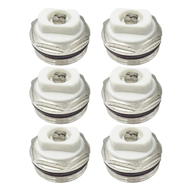 652F Set of 6 Steel Vent Valves for Radiators 1/2inch Connection Metal Radiator Air Release Valves Simple Installation