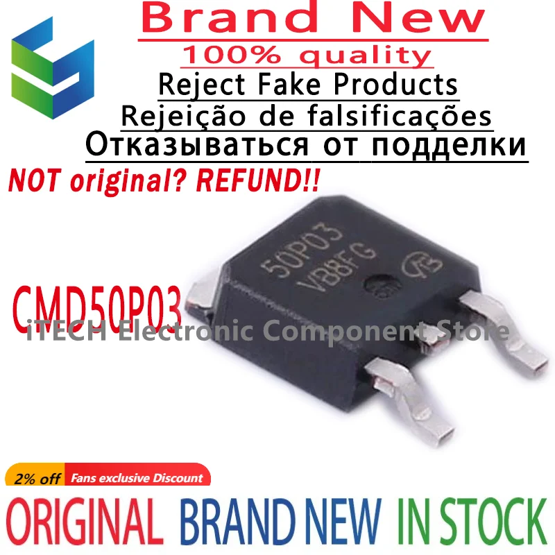 10pcs/lot Original CMD50P03 50P03 TO-252 P-channel - 30V - 50A FET MOSFET 100% New and Genuine