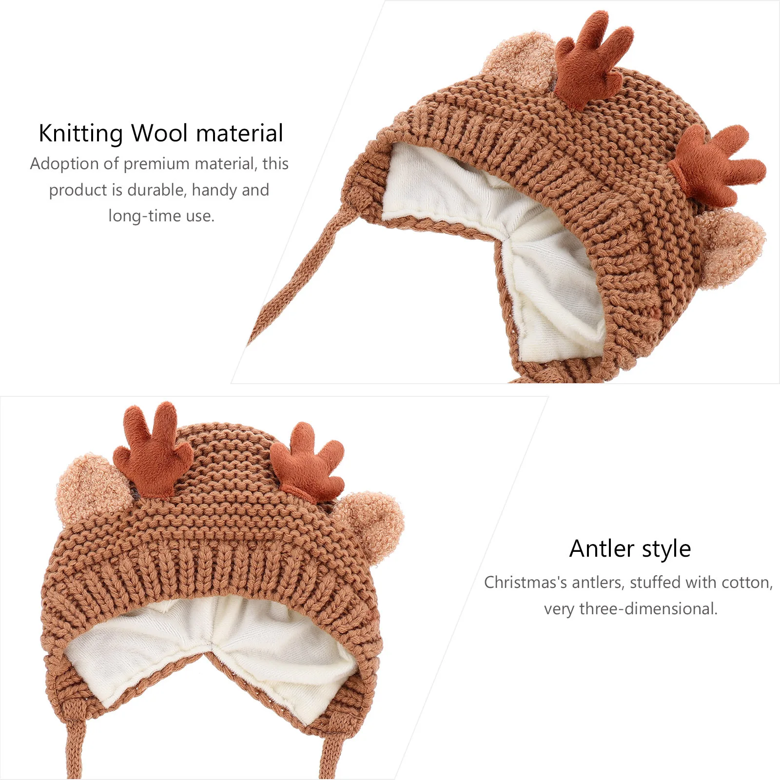 

Premium Christmas Antler Hat Kids Knitted Warm Winter Hat Adorable for Girls Cold Weather Protection
