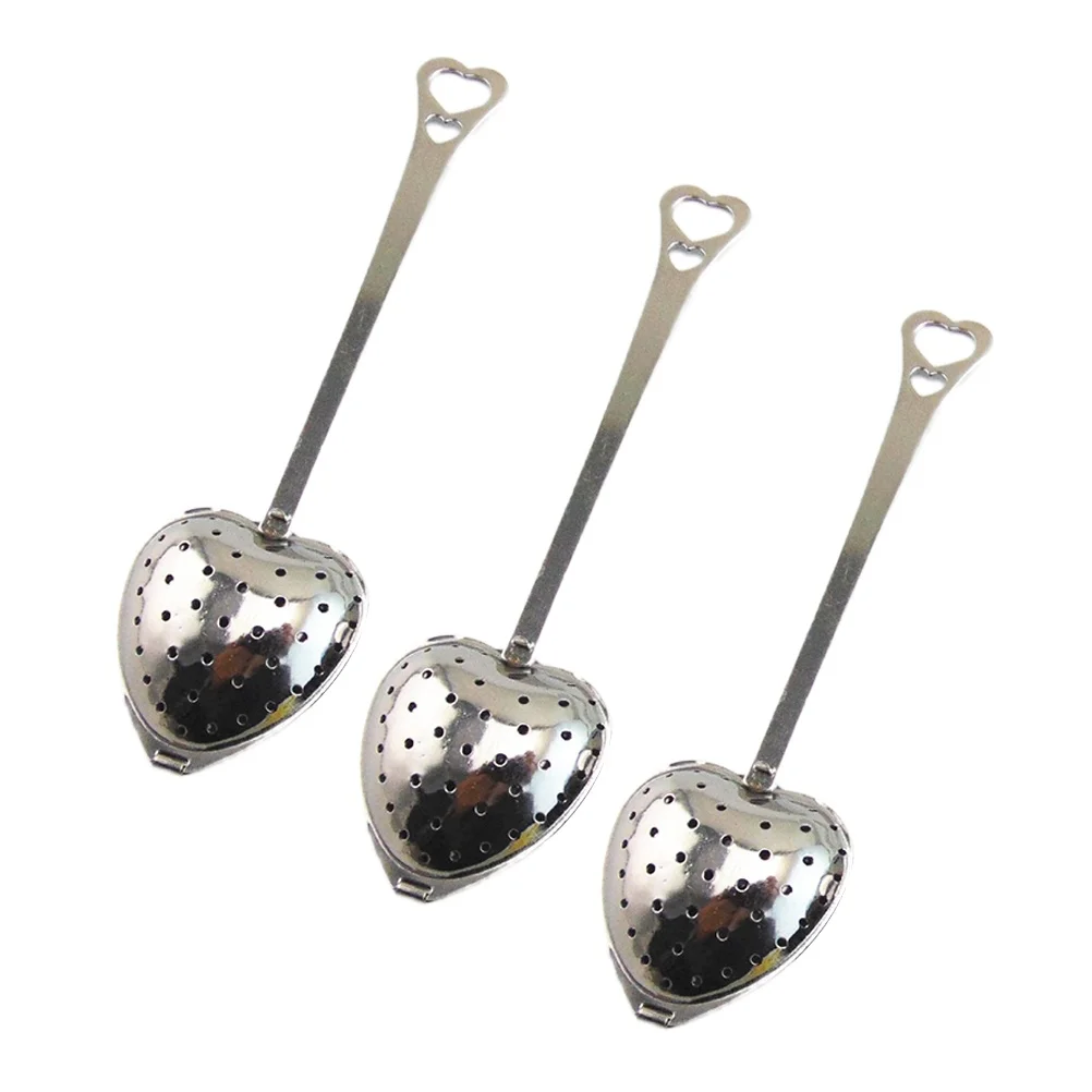

10pcs Stainless Steel Heart Shaped Tea Infuser Strainer Mesh Filter Spoon Perforated Handle Loose Leaf Teaspoon Ball