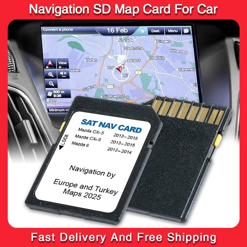 

Work Stable Newest 2025 Version Sat Navigation SD GPS Card for Mazda 6 CX5 CX9 Car Update EU Maps
