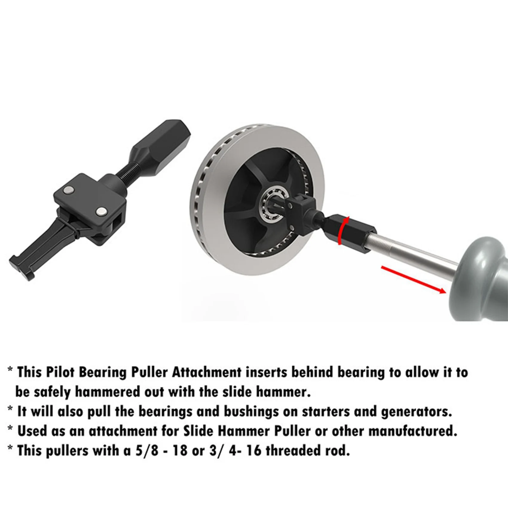 【NOW SAVE】2X 27059 Pilot Bearing Puller For Slide Hammer,2-Jaw Puller Pilot Bearing Removal Tool,For 5/8 X 18,3/4 X 16 Thread Ro