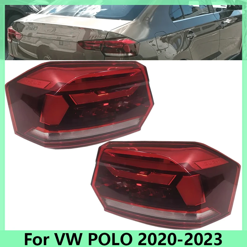 Car Rear Tail Light Outer Side For VW POLO Sedan 2020-2023  Driving Lamp Stop Brake Turn Lamp Warning Lights 6N5945095 6N5945096