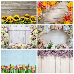 MOON.QG Flower Wooden Wall Product Photography Backdrops Spring Wood Boards Photo Studio Backgrounds Birthday Portrait Photozone