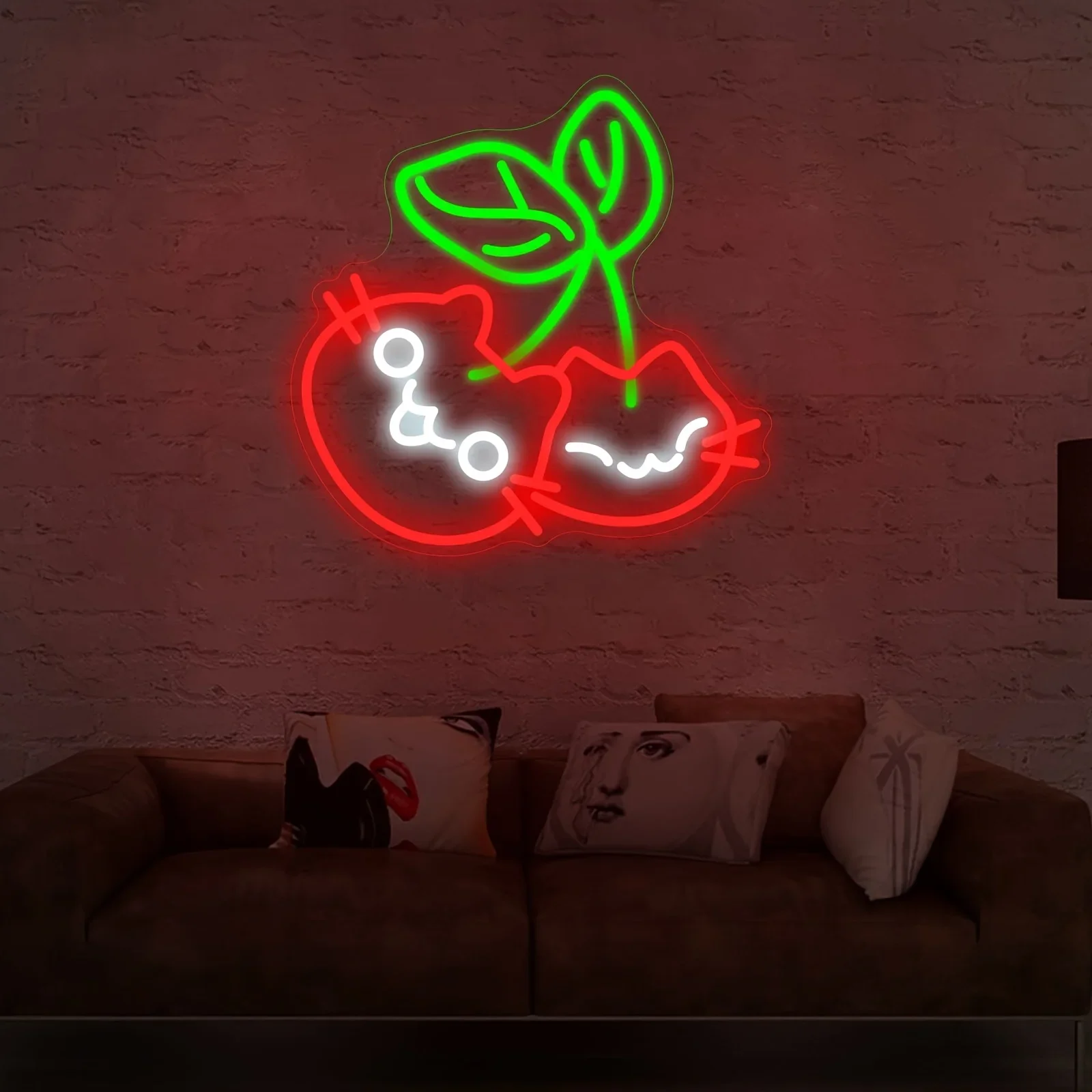 

LED Neon Sign Cherry Cat Neon Sign Wall Decor for Bedroom Restaurant Different Occasions Bar Party USB Power LED Switch Dimmable