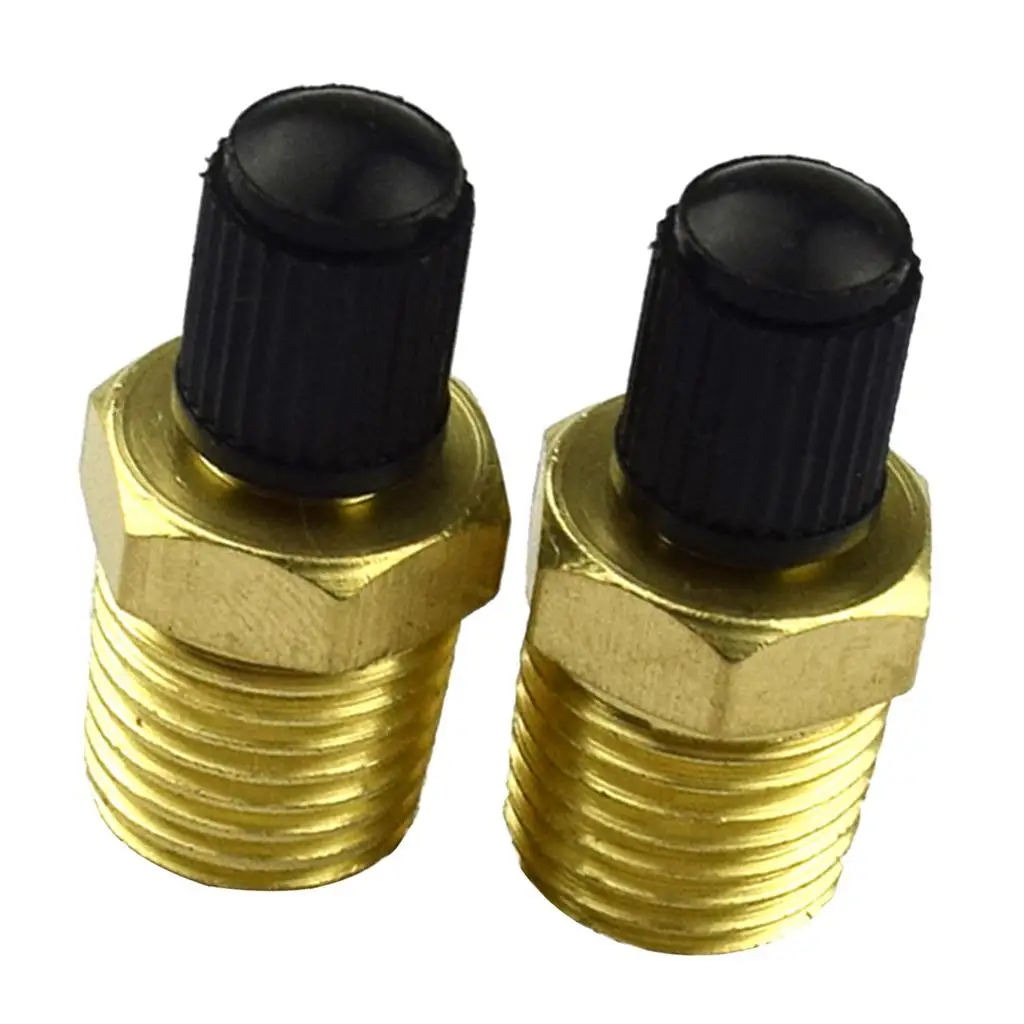 2x 1/4 NPT Plated Brass Air Compressor Tank Fill Valve Schrader Hexagonal