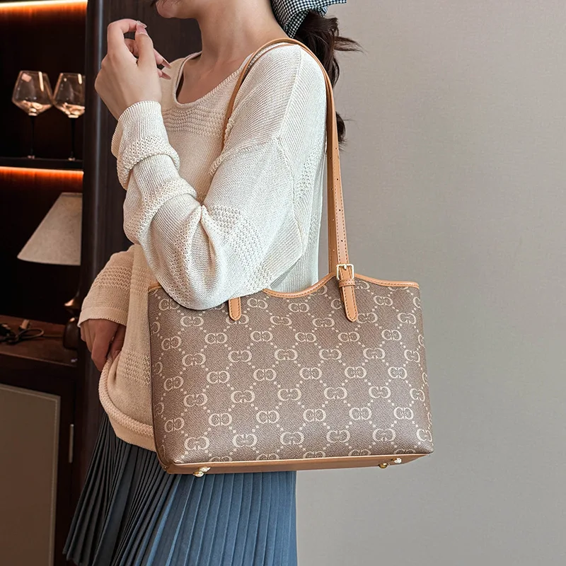 

2025 Premium Floral Tote Bag - Women's Designer Shoulder Purse, Vintage Monogram Crossbody, Chic & Versatile