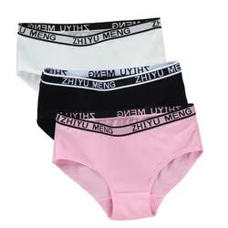 3PCS Teenage Girls Panties 8-16Y Young Children's Cotton Letters Underwears Sports Puberty Big Girls Adolescente Students Briefs