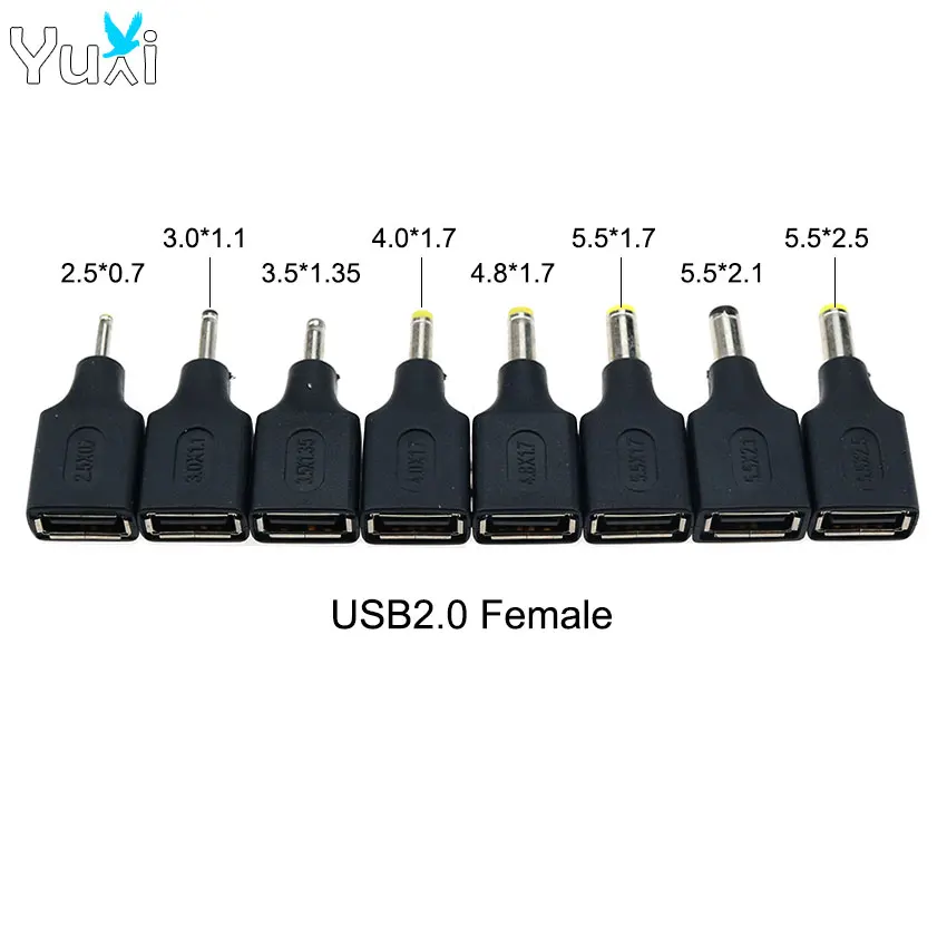 YuXi 1 Stück USB 2.0 Typ A Buchse auf DC 2,5 x 0,7 4,0 x 1,7 4,8 x 1,7 5,5 x 1,7 5,5 x 2,1 5,5 x 2,5 Stecker Netzteil Konverter USB-Stecker