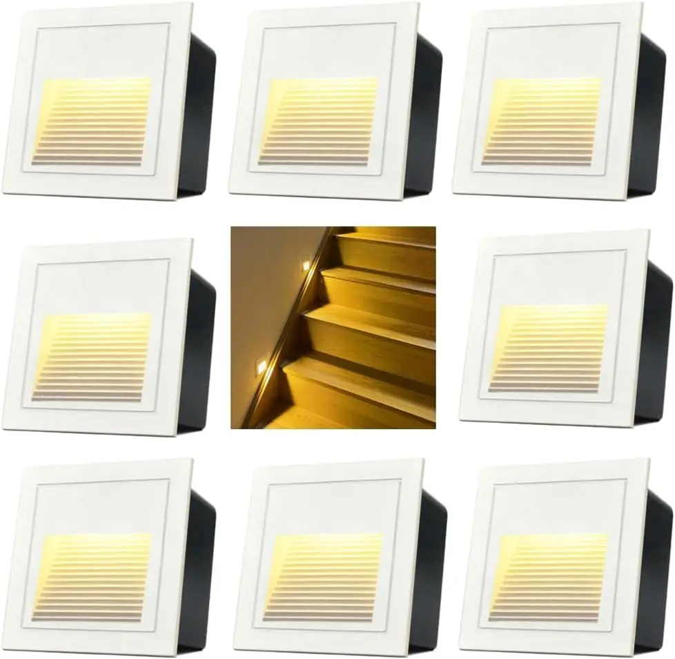 

4-8 Pack 220V 12V Outdoor Step Lights,LED Stair Lights Indoor,Waterproof Recessed Wall Lights for Deck,Stair, Bedroom, Balcony,