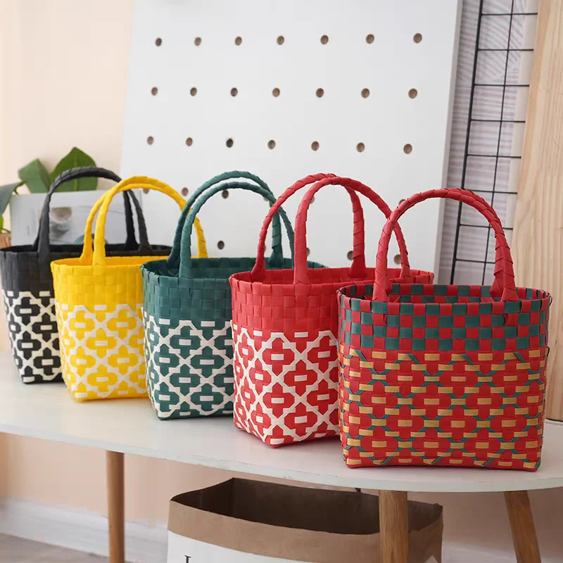 Weaving Handbag Ins Shopping Shopping Basket Beach Picnic Outdoor Hand Carry Vegetable Basket Versatile Fashion Vacation Bag