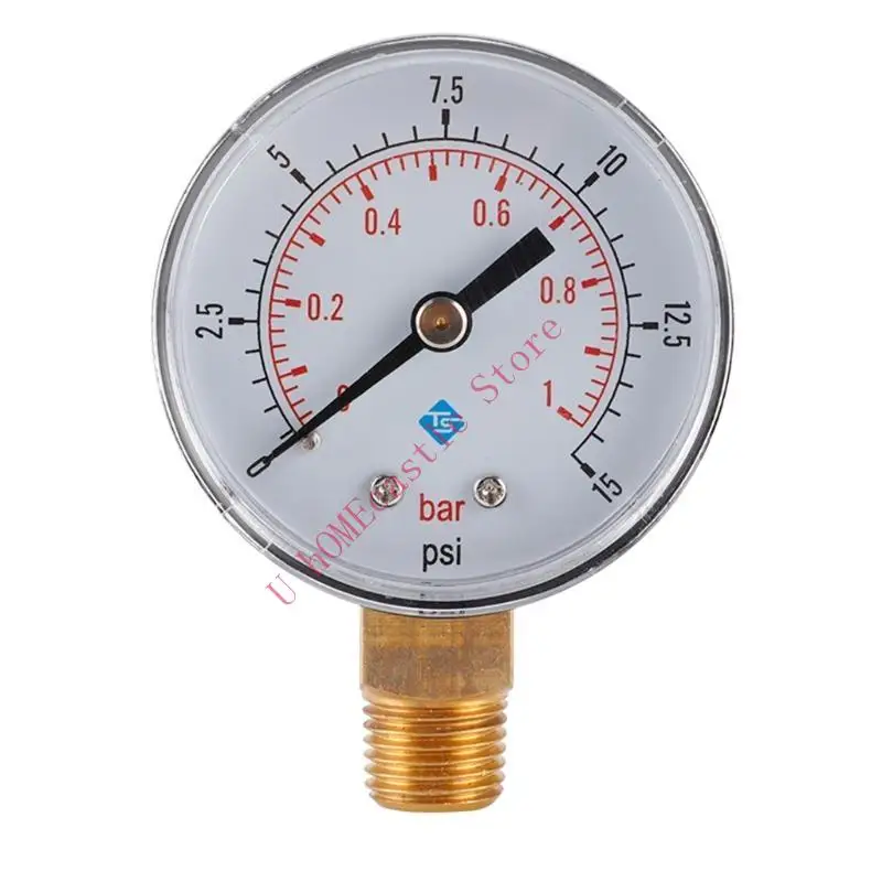 63HF Pressure Gauge Mini Low Pressure Gauge for Fuel Air Oil Or Water 0-15psi/0-1bar BSPT 1/4
