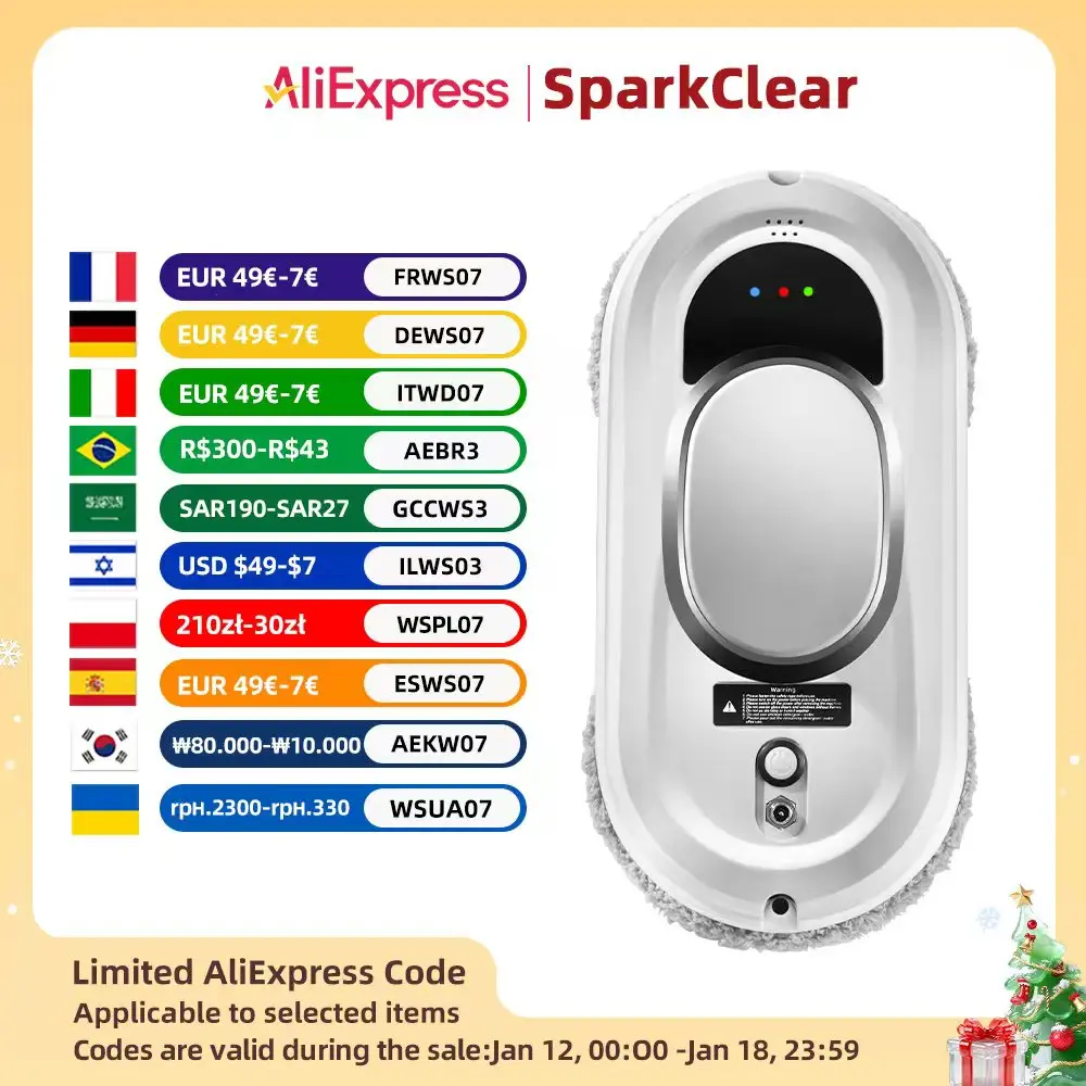 Window Vacuum Cleaning Robot Smart Window Glass Washer Electric Glass Limpiacristale Remote Control Automatic Window Cleaner