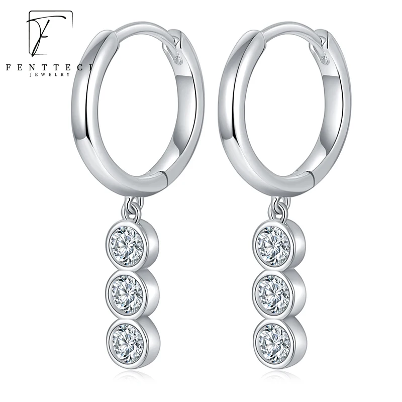 

FENTTECI Moissanite with GRA Certificate Luxury Hoop Earrings For Women 925 Sterling Silver Party Fine Jewelry Anniversary Gifts